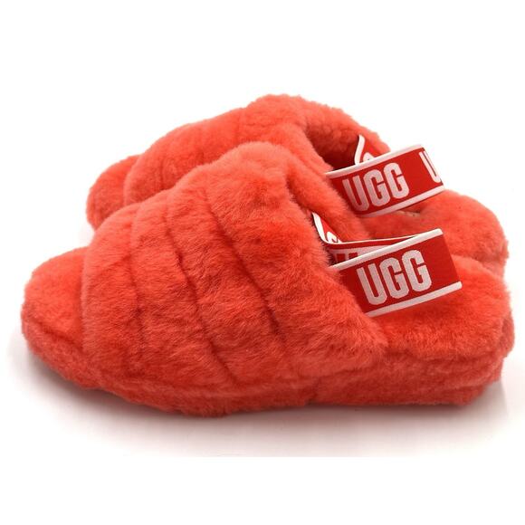 Ugg Fluff Yeah Slides Slippers Women’s Size 7 Coral Orange NWOT - Picture 1 of 15